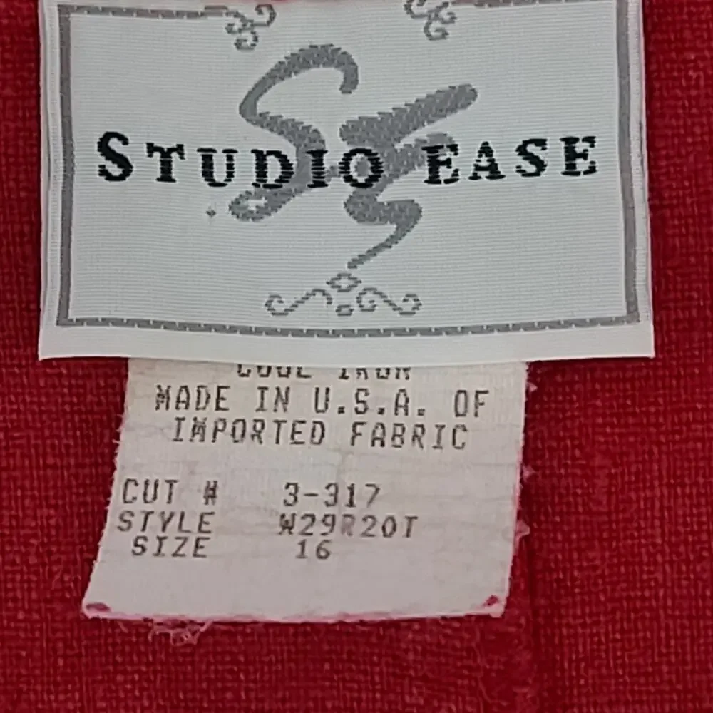 Studio Ease Vintage 100 % Linen shift dress red Size 16 Resort wear beachy - Picture 6 of 8
